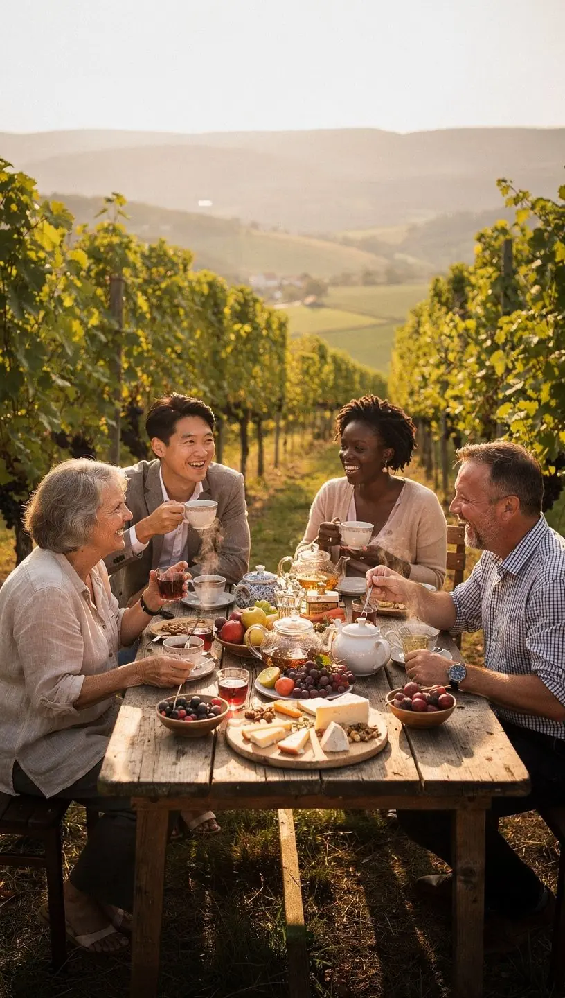 Relaxujúca atmosféra s horúcim čajom a sviečkami v pozadí